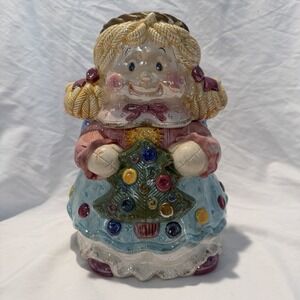 Jay Import Vintage Angel Christmas Tree Ceramic Cookie‎ Jar Collectible